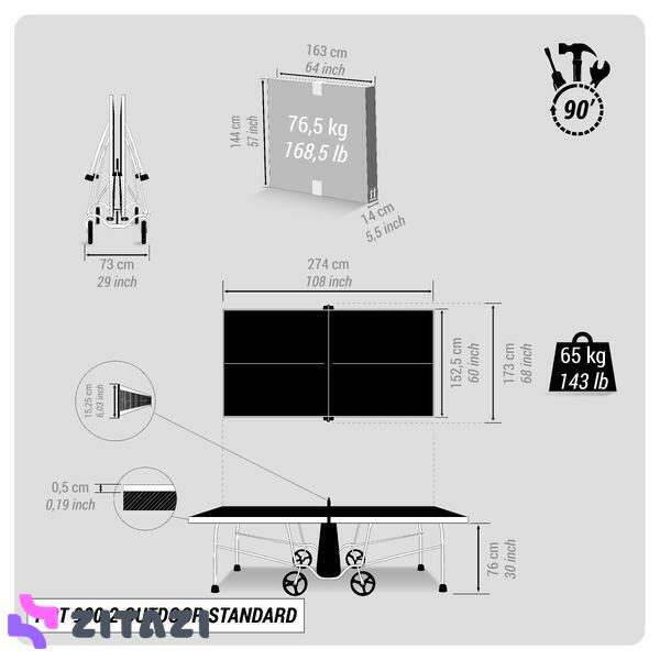 میز تنیس روی میز - فضای باز - خاکستری - PPT 900.2