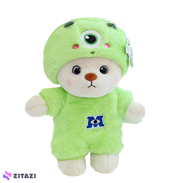 عروسک-خرسی-دو-چهره-پولیشی-28-سانتی-متری-مدل-لباس-مایک-1-چشم-03