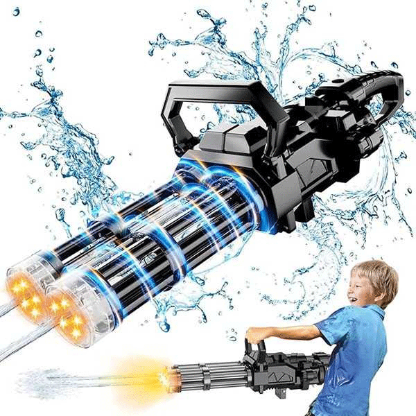 تفنگ آبپاش شارژی دولول مدل JF-005G – پرتاب قوی، چراغ LED، مخزن ۲.۵ لیتری
