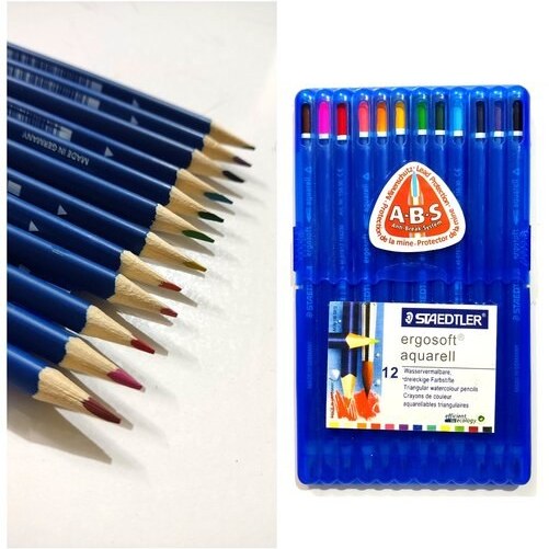 مداد آبرنگی 12 رنگ استدلر Ergosoft Aquarell  مدل STAEDTLER