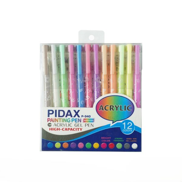 روان نویس 12 رنگ نقاشی اکریلیک پیداکس کد p940