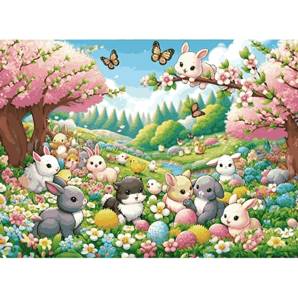 پازل 25 تکه آرت پازل مدل Rabbit Gathering کد 35046
