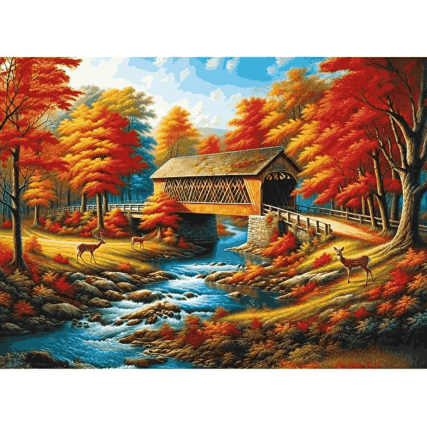 پازل 500 تکه آرت پازل مدل Red Trees Bridge کد 40514